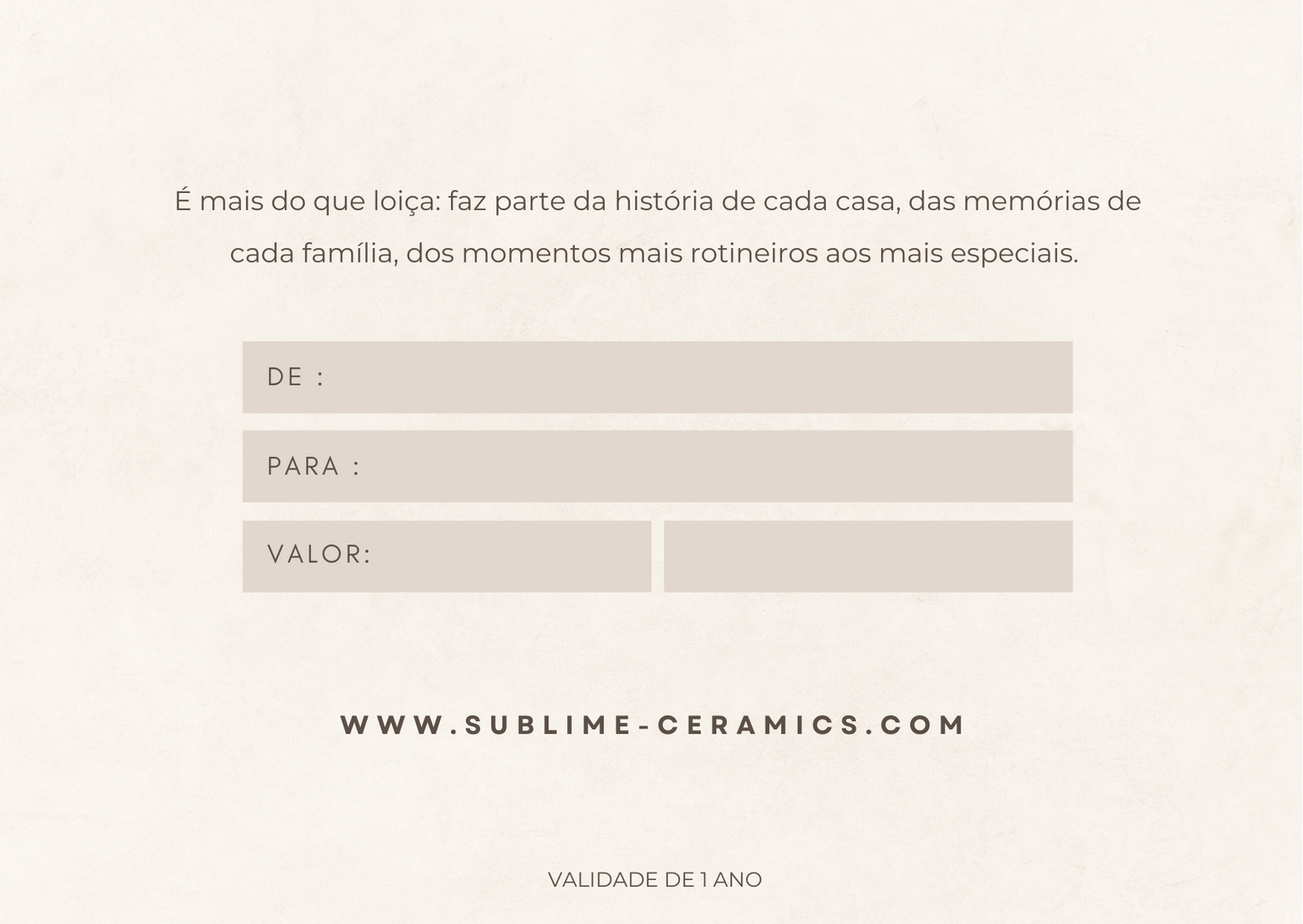 Gift Card Sublime Ceramics